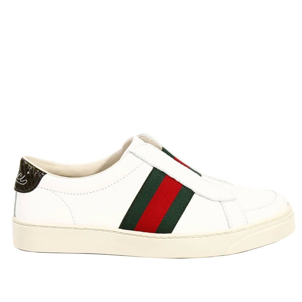 Gucci Boys👟 White Leather Slip-On Sneakers